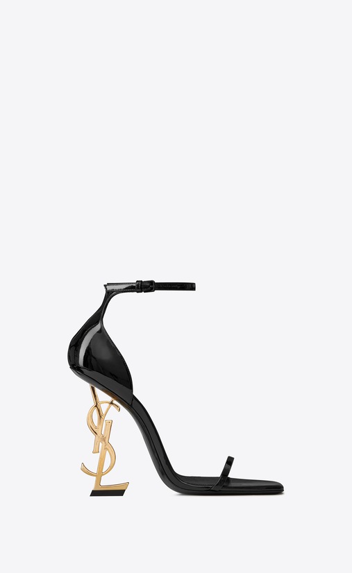 OPYUM Sandals in patent leather with a gold-toned heel